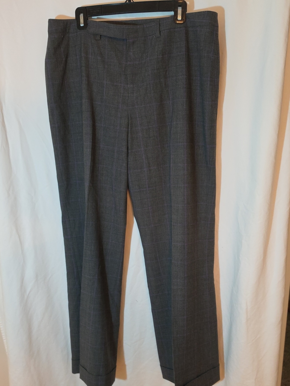Women's Gray Plaid Dress Pants